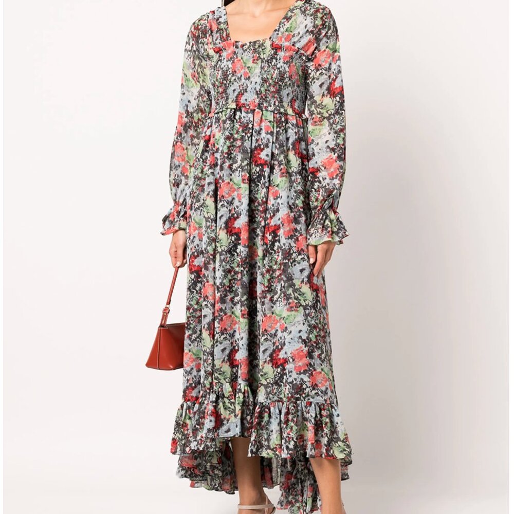 5a7 Cinq à Sept Leigh Floral-Print Ruffle Maxi Dress – Size 2
